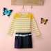 BEINGQ Toddler Baby Kids Girls Stripe long Sleeve Party Short Dress Clothes Belt