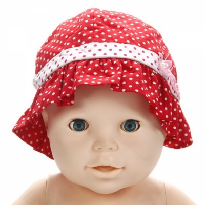 MZ1140 Pure Cotton Cute Children’s Hat with Dots Flower Pattern Red